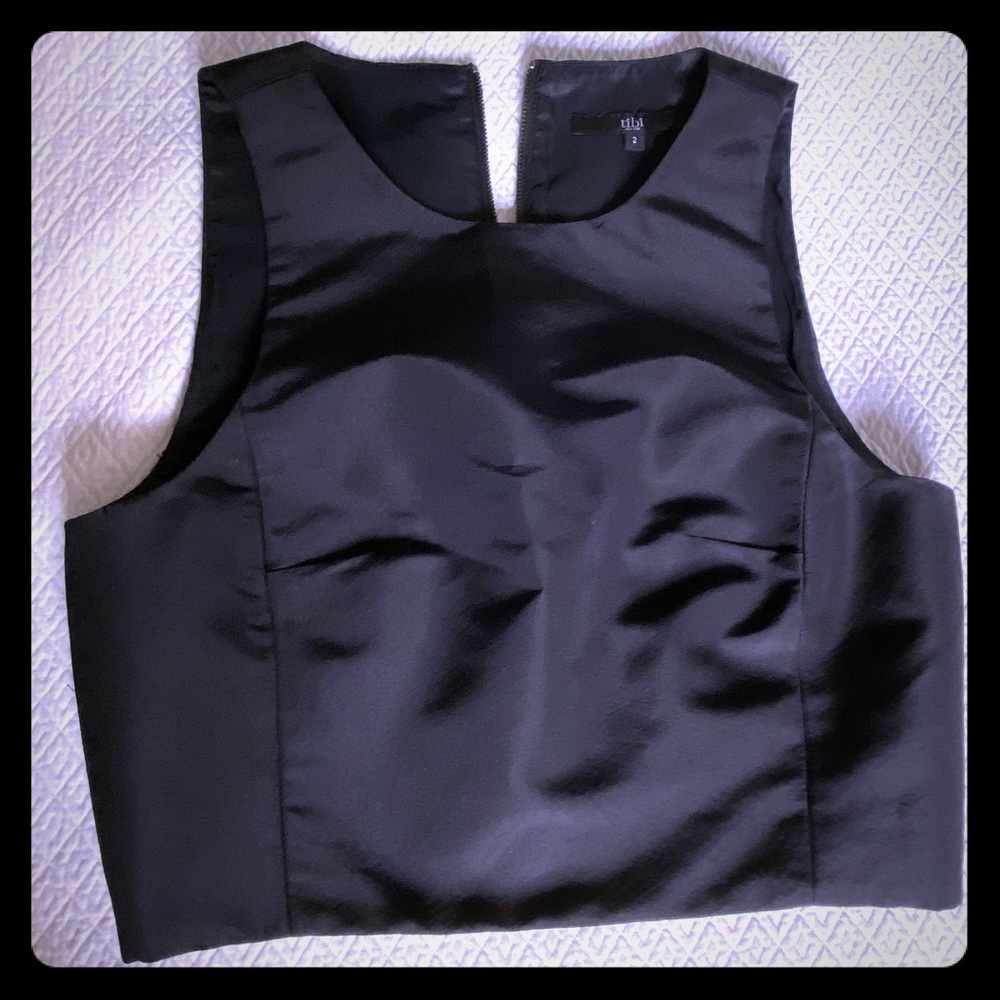 Tibi black silk taffeta crop top- size 2